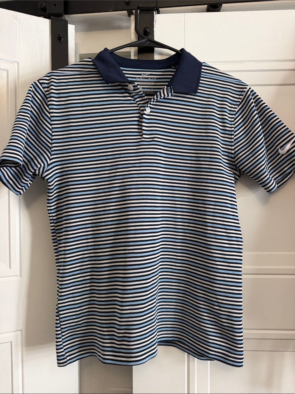 Light Weight Nike Navy, Light Blue & White Striped Golf Polo